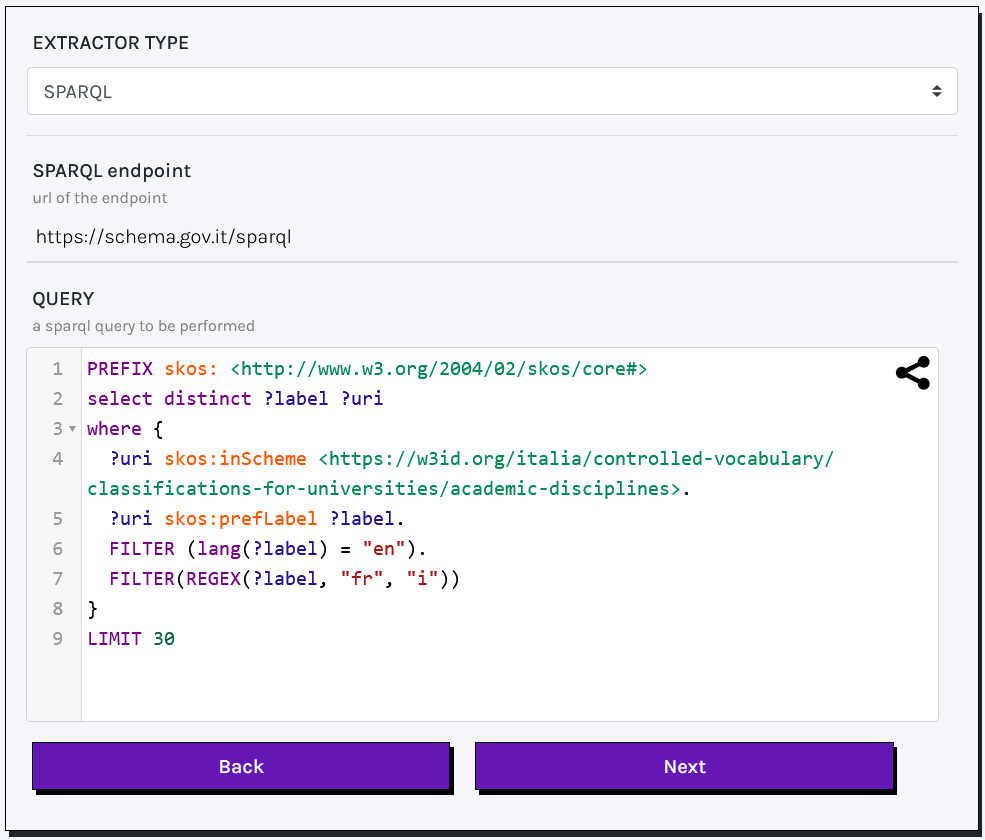 Knowledge Extraction via SPARQL endpoints